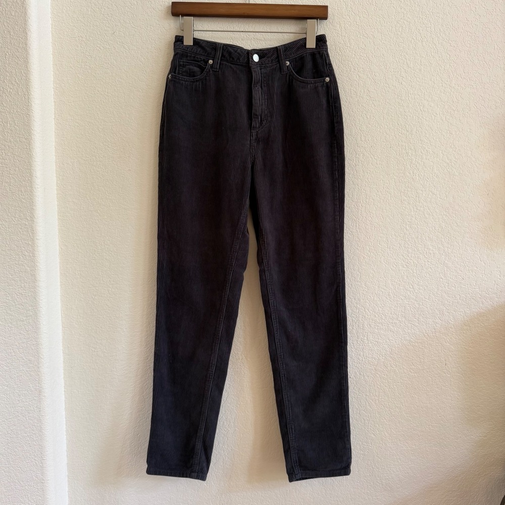 BDG High Rise Mom Corduroy Pants Dark Gray Size 27 Urban Outfitters Ribbed